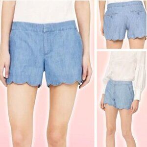 CLUB MONACO Scalloped Hem Chambray Amber Shorts Sz 2